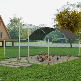 Large Metal Chicken Coop with Run, Walkin Chicken Coop for Yard with Waterproof Cover, 13.1 x 9.8 x 6.6 ft, Dome Roof Large Poultry Cage for Hen