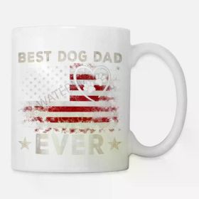 Best Dog Dad Ever Ceramic Coffee Mug - 11oz Patriotic Design with American Flag & Heart, Perfect Father's Day Gift