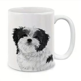 Dog Face Design Ceramic Travel Mug Home Tea Coffee Cup With Handgrip - Funny Coffee Mug