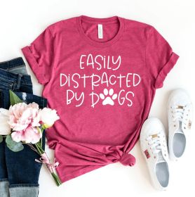 Easily Distracted By Dogs T-shirt (Primary Colour: Heather Lilac, size: M)