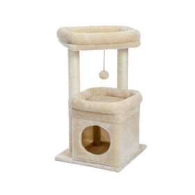 Indoor Small Natural Sisal Plush Cat Tower (Color: Beige, Type: Pet Supplies)