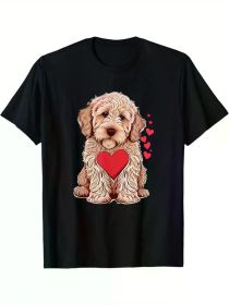 Dog Valentine Cute Golden Doodle Valentine'S Day T-Shirt (Color: Black, size: XL)