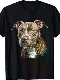 Men's Classic Cotton T-Shirt with Detailed Dog Print (Color: Black, size: XL)