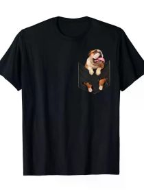 Funny English Bulldog In Your Pocket For Dogs Lovers T-Shirt - 220g (Color: Black, size: L)